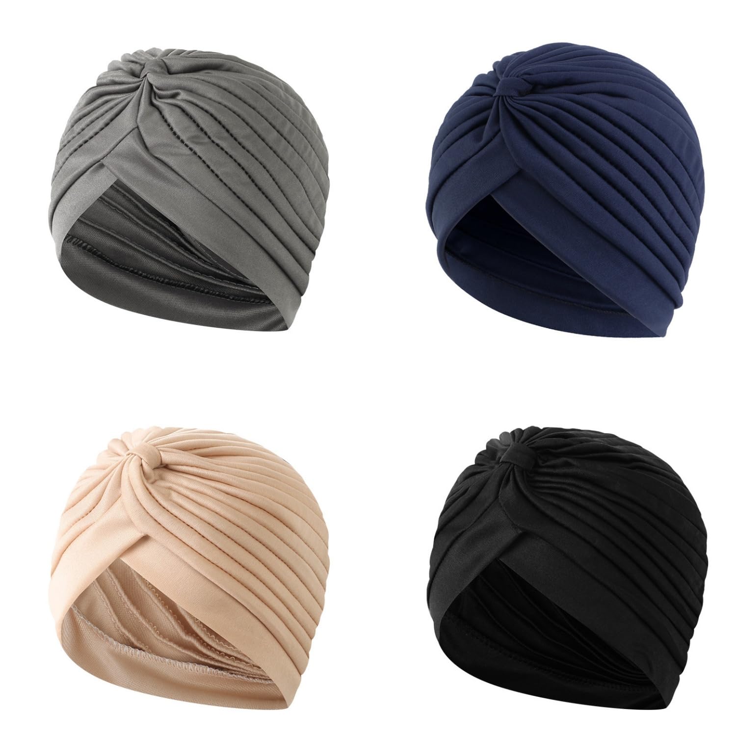 Voarge 4 szt. Turban kapelusz, damska bandana chemioterapia, miękka, dla kobiet z wypadaniem włosów
