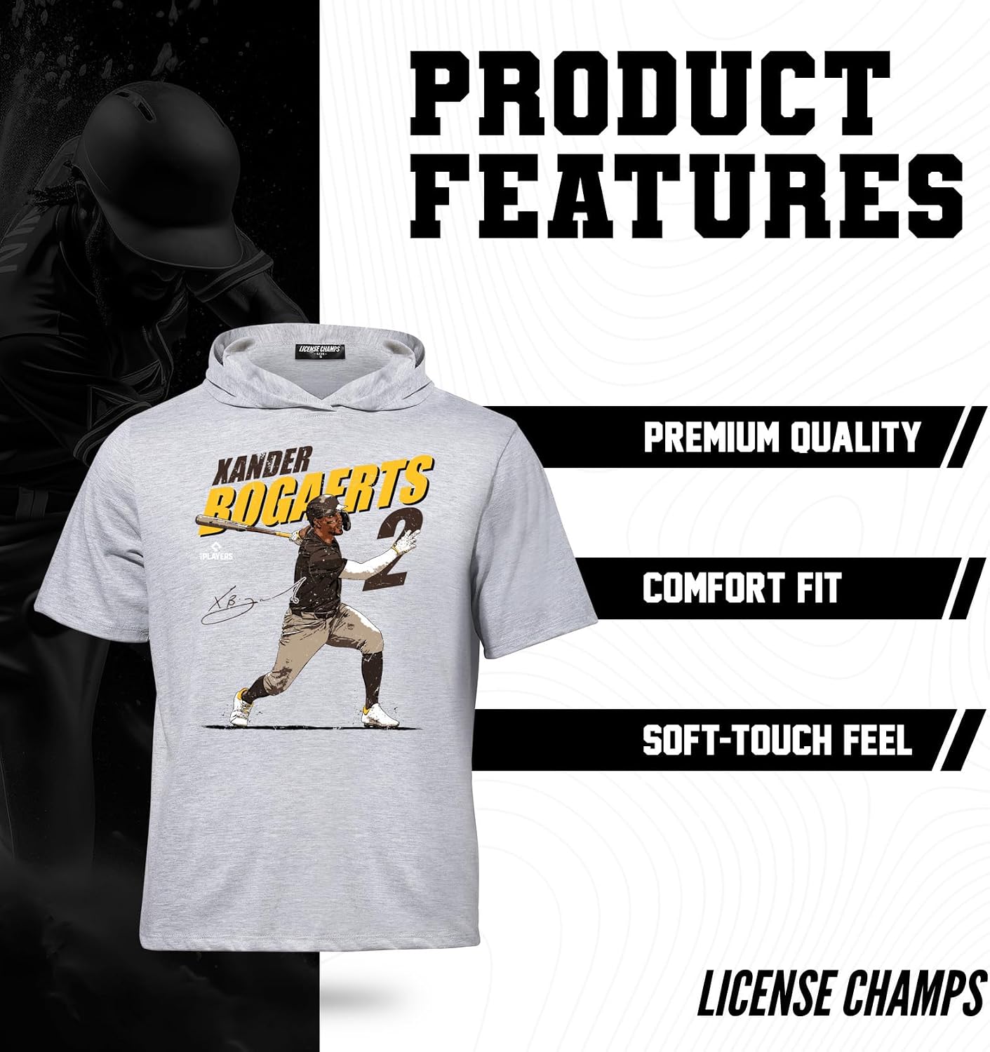 License Champs Men's Cotton Short Sleeve Hoodie | Hooded T-Shirt | Official NCAA Merch