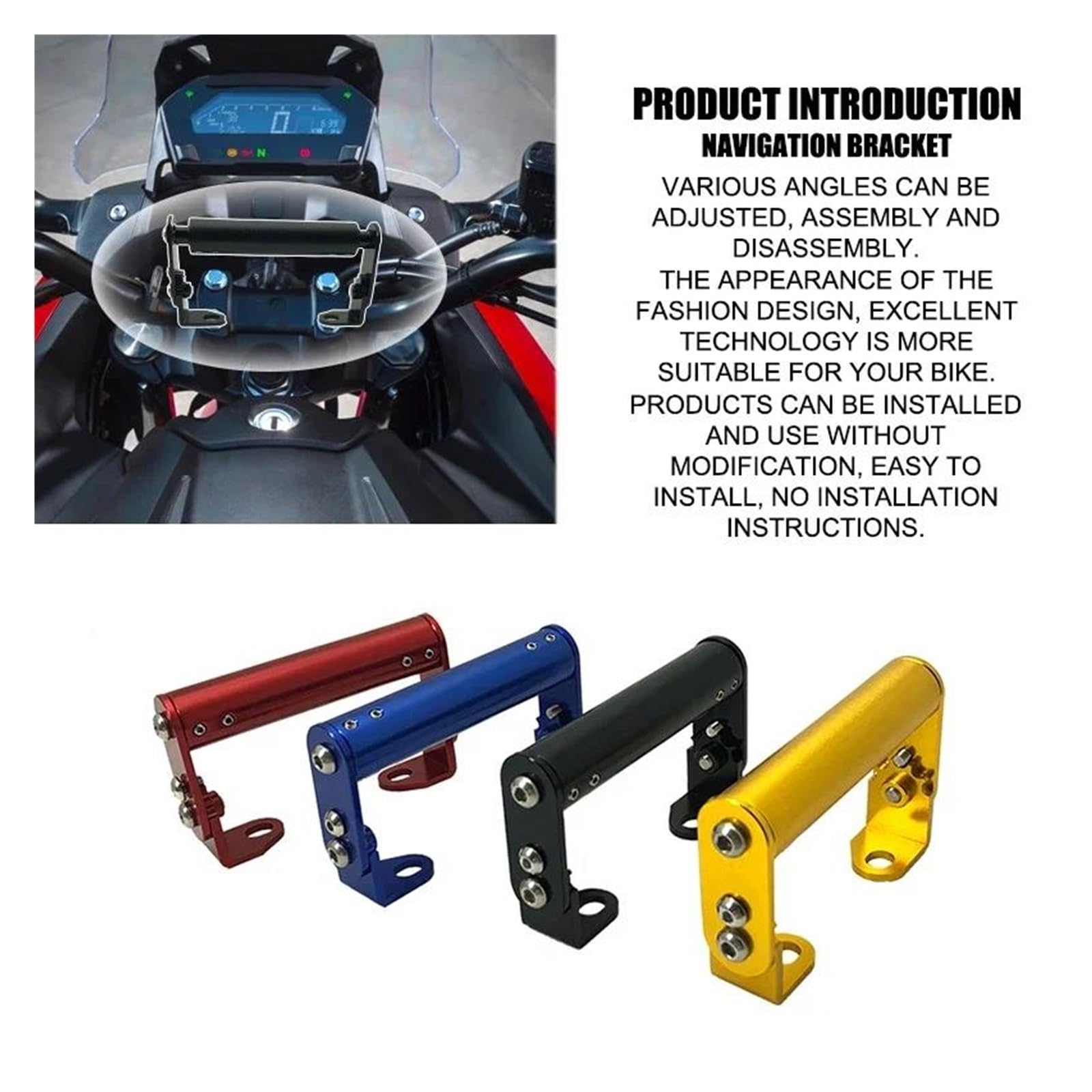 Soporte Ajustable para Teléfono De Motocicleta con Placa Navegación GPS para SU&ZUKI DL650 Vstrom 650 DL1000 NC750X MT09 MT03(Style B)