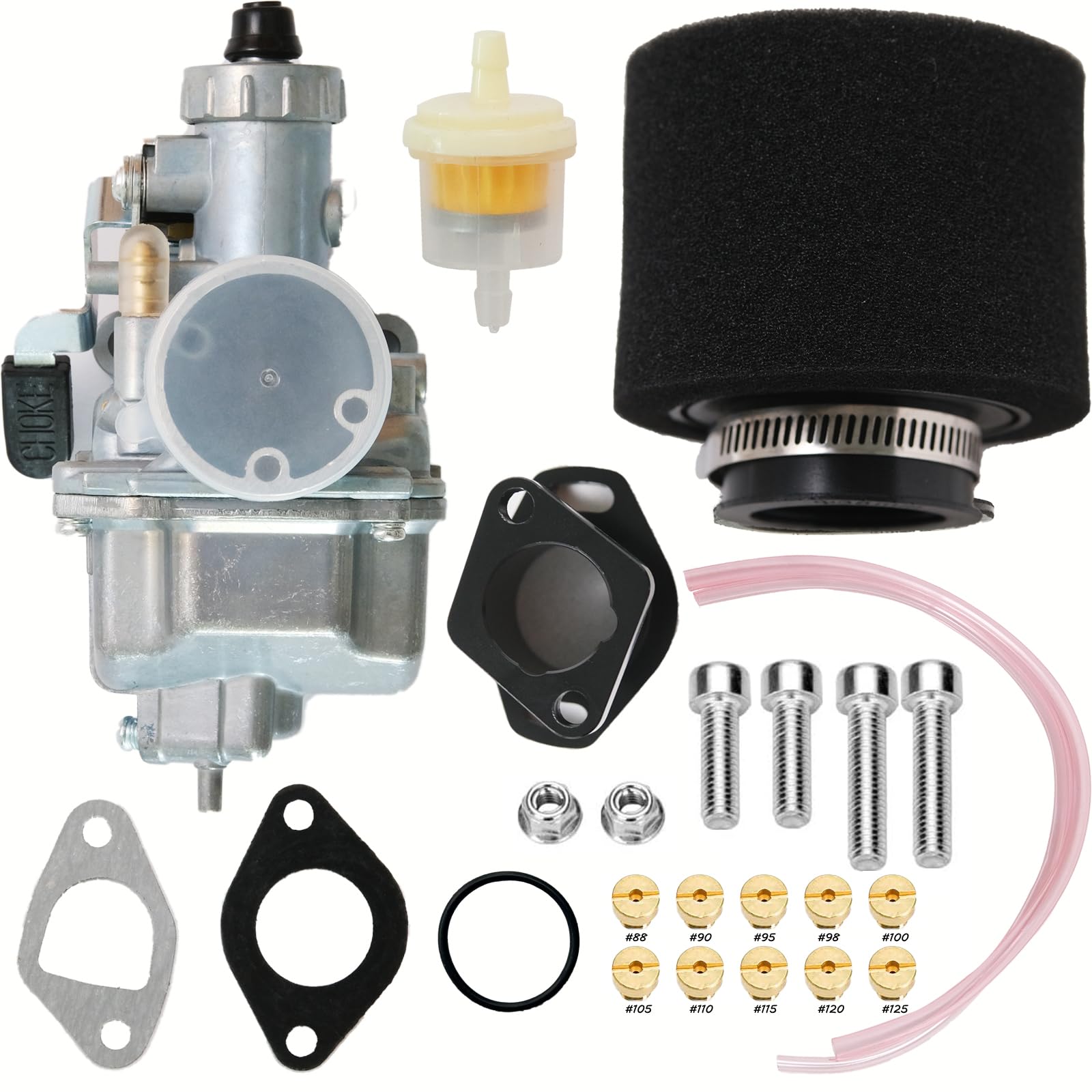 VM22 Carburetor Carb for Mikuni Performance Predator 212cc Mini Bike Go Kart Honda GX160 GX200 196cc CT200U KT196 Engine Clone Go Kart Motor Intake Pipe Air Filter