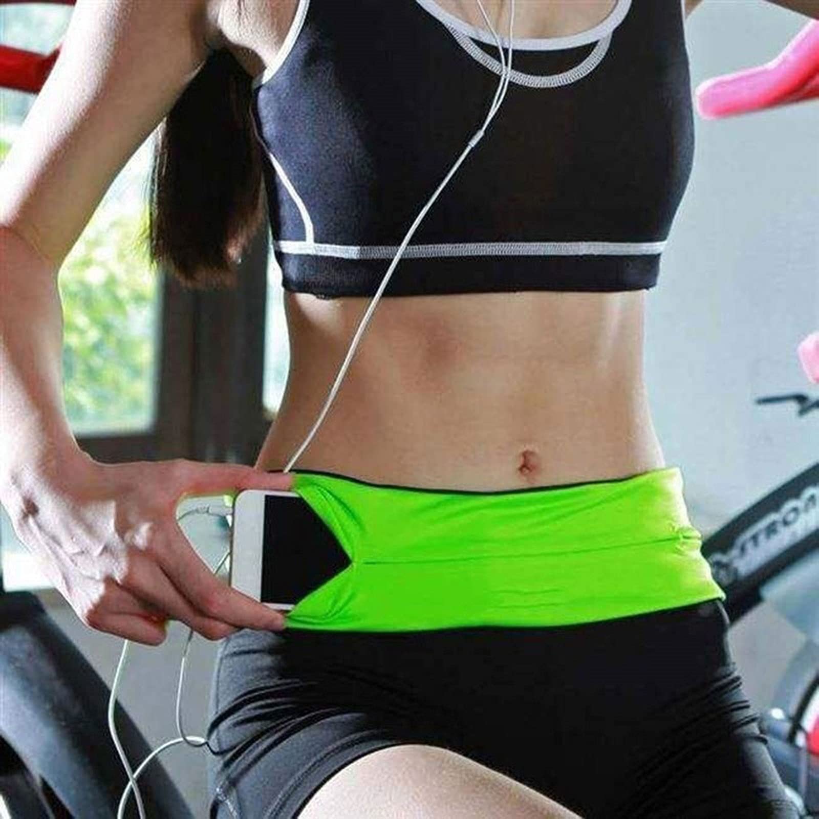 Saszetki na nerki, sportowa torba na nerkę, smukły pas do biegania, ćwiczenia, saszetka na nerkę, fitness, niewidoczny telefon komórkowy, wiszący (czarny L)