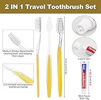 Vista 3 de Cepillos de dientes desechables con pasta de dientes envueltos individualmente, 5 colores, cepillo de dientes a granel y pasta de dientes, 0.35 oz