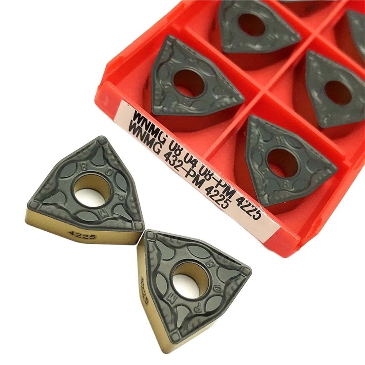 Indexable Lathe Carbide Insert 10PCS WNMG080404 WNMG080408 PM4225 Carbide Inserts External Turning Tool Steel Processing Metal Lathe Tool Turning Insert(WNMG080408 PM4225)