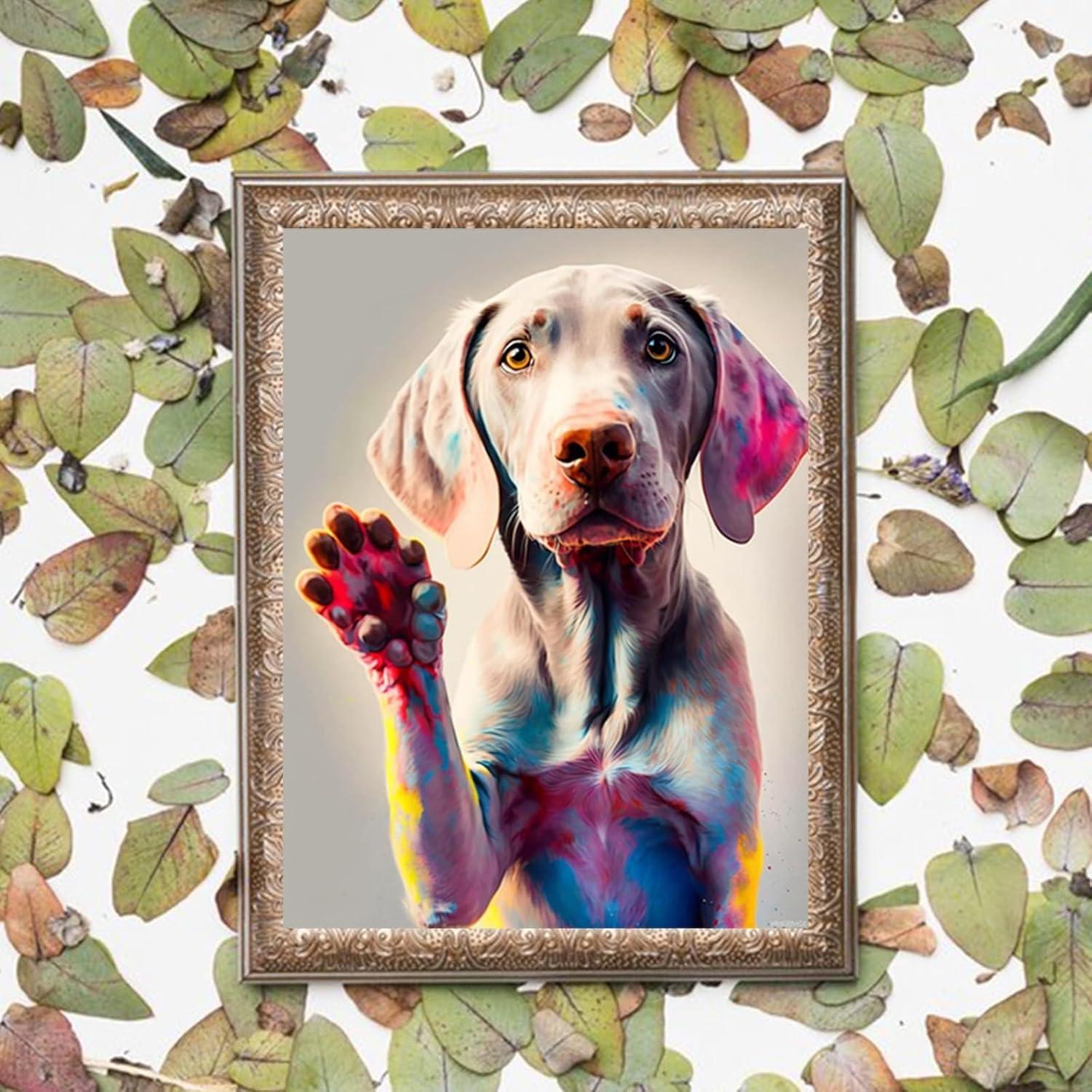 Amazon | ワイマラナーかわいいペットの犬動物﹣DIY 5Dダイヤモンドペインティングキット﹣家の壁の装飾の誕生日プレゼントのためのDIYアートクラフト  | 刺しゅうキット 通販 HMDIIMGE 大人用ダイヤモンドアートペインティングキット、初心者ワイマラナーダイヤモンドドットペインティング、かわいい動物ラウ