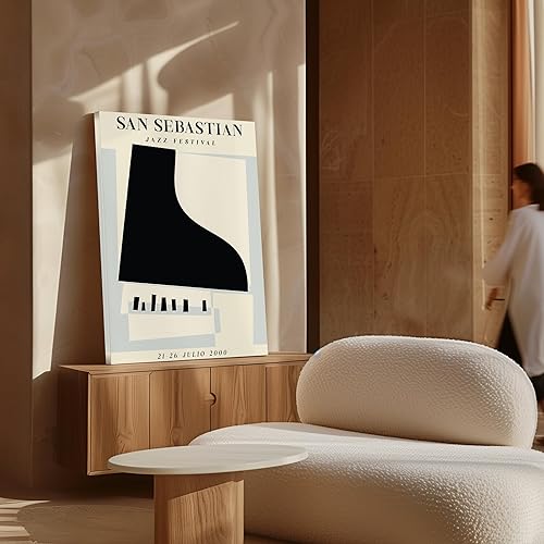 Miniatura 4 de Poster Master Lienzo ilustrado  Impresión minimalista retro  San Sebastián, festival de jazz, piano, estética  Regalo para artista, amigo