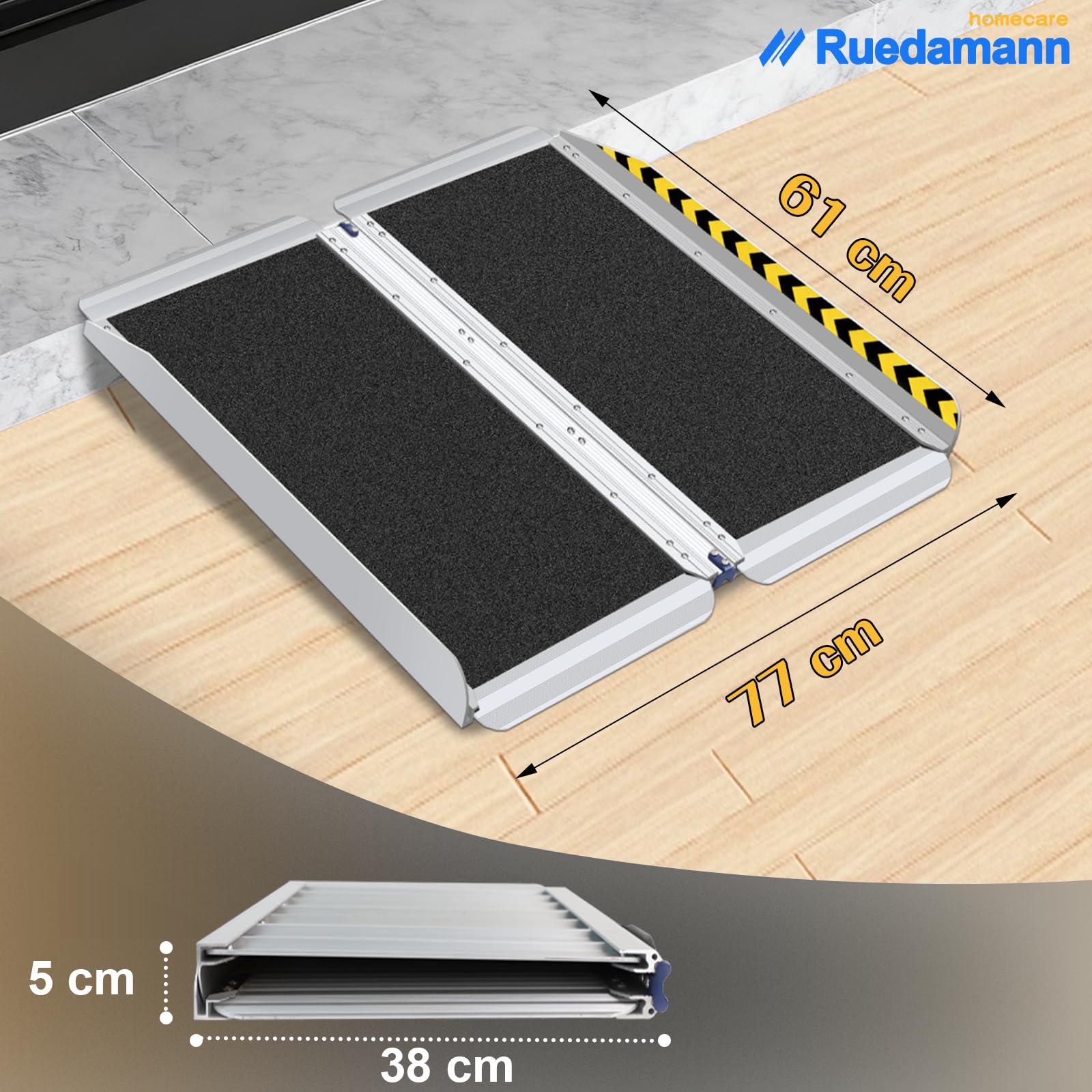Amazon | Ruedamann 車いす スロープ 長さ61cm*幅77cm 耐荷重300kg