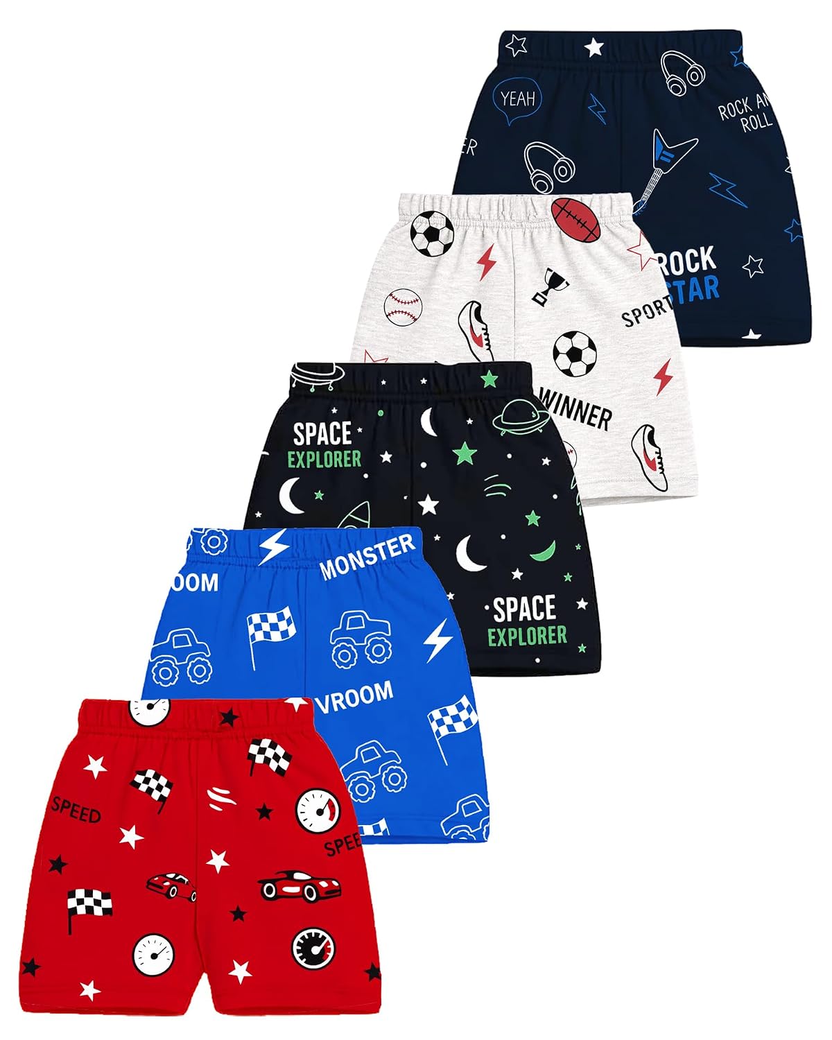 Kuchipoo Boys Cotton Printed Shorts | Elastic Waist | Summer Wear Shorts for Kids - Pack of 5 - Review, Price and Buying Guide