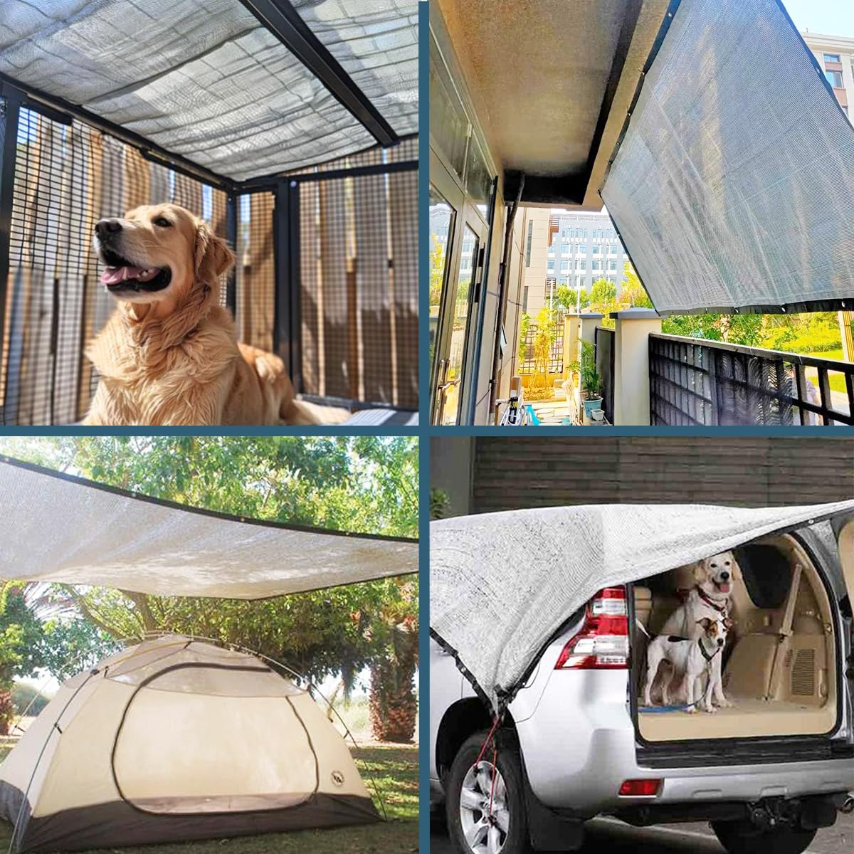 BeGrit Filet D'ombrage Aluminium 2x2m Filet de Protection Solaire Voiture Refroidissement 95%-99% Filet de Protection Soleil Frais Chien Voile Ombrage Aluminium Exterieur avec œillets Jardin Plante