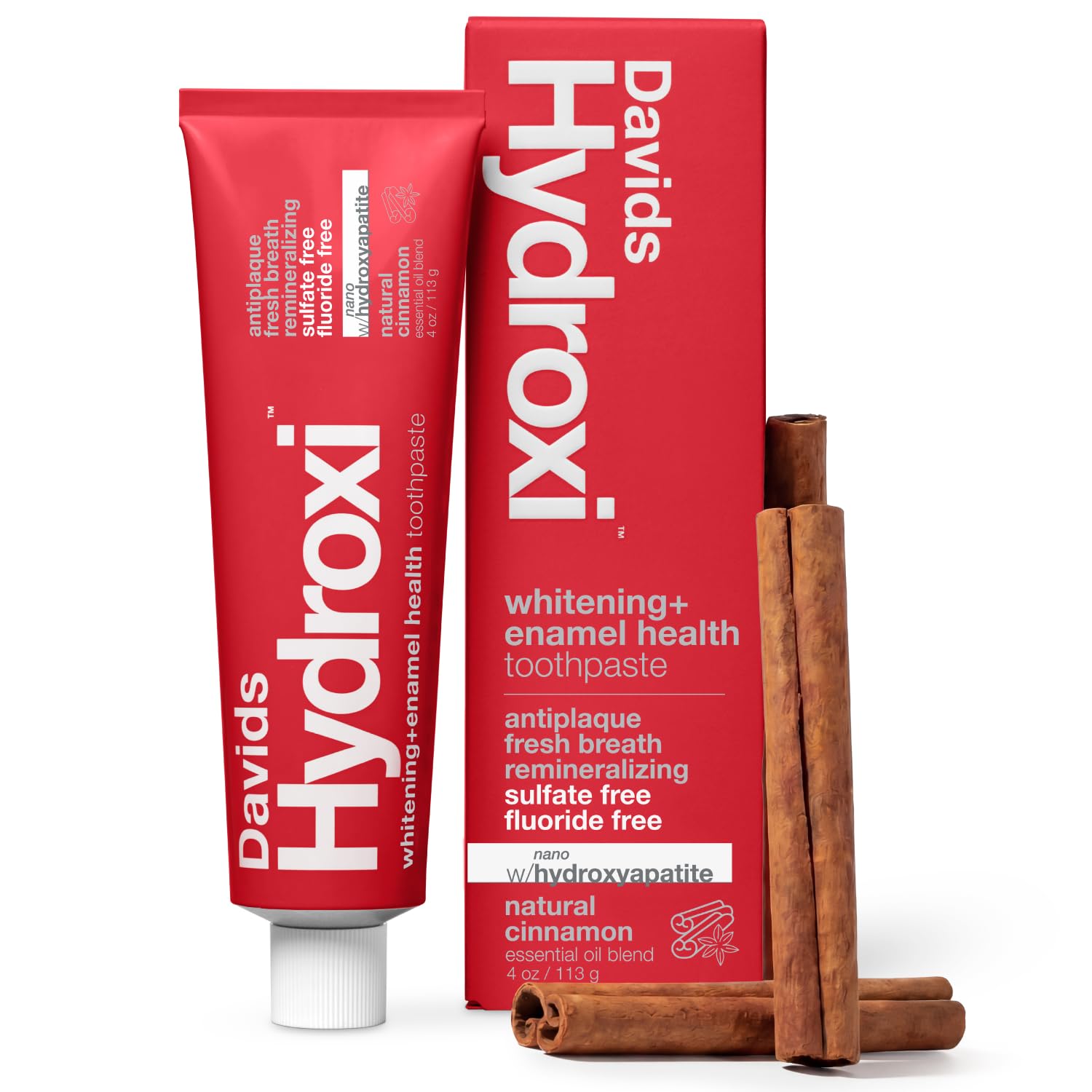 Davids Nano Hydroxyapatite Toothpaste Fluoride Free Whitening Cinnamon 4oz
