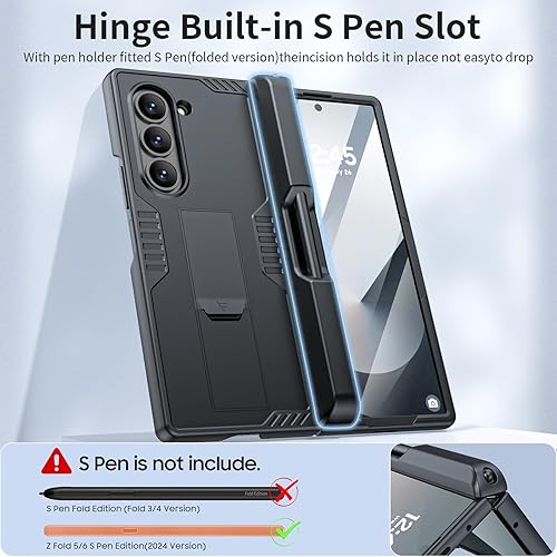 Miniatura 2 de Funda para Samsung Galaxy Z Fold 6 con soporte para S Pen y soporte, protección de bisagra y protector de pantalla templado Funda de carga