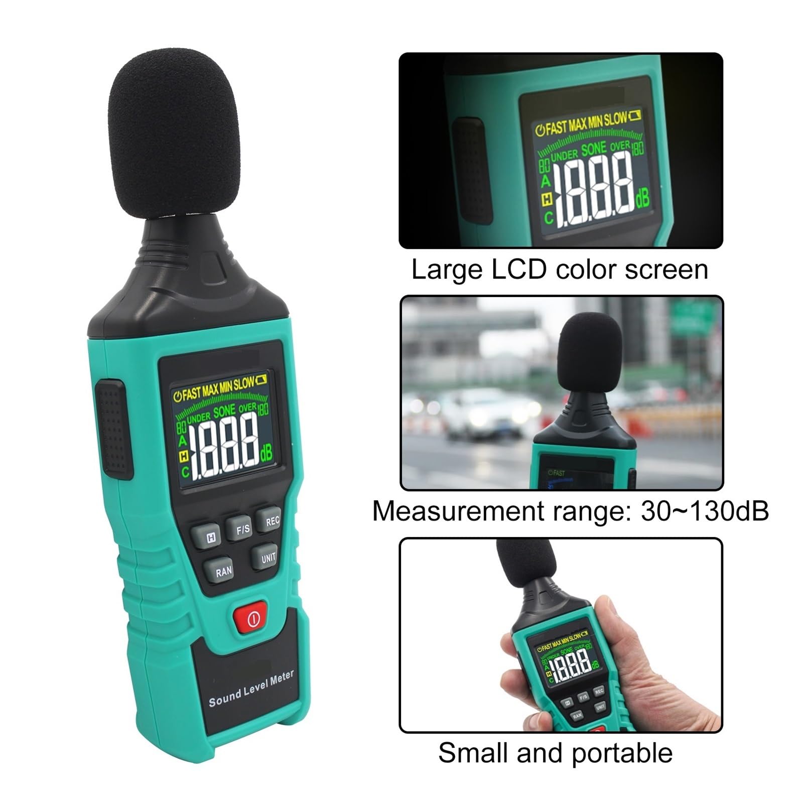 Medidor De Nivel Sonido Digital Mano Probador Decibelios Pantalla Barra Analógica Luz Fondo MedicióN Precisa