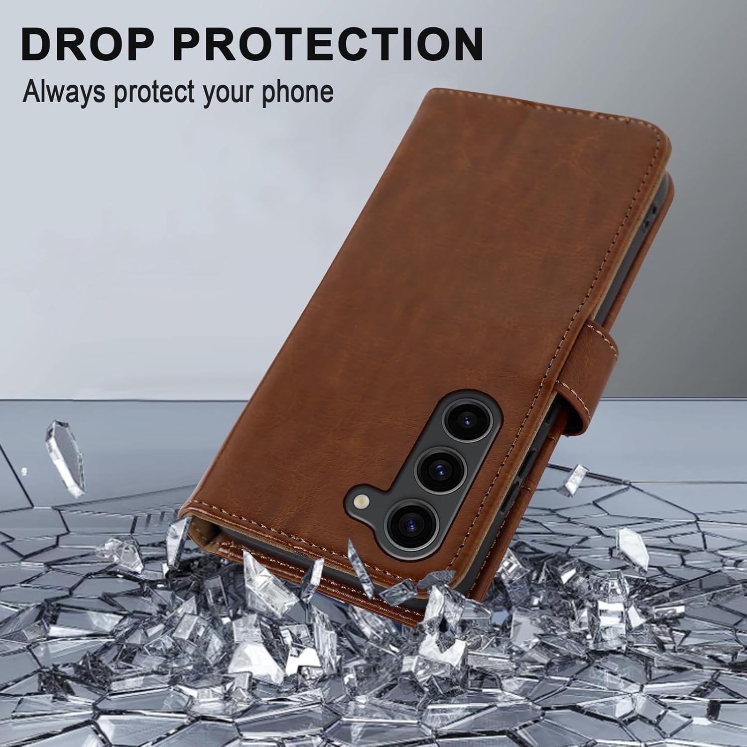 MONASAY Wallet Case Compatible for Galaxy S23 5G,[RFID Blocking] Flip Folio Leather Cell Phone Cover with Credit Card Holder, 6.1 inch, Brown - Image 7