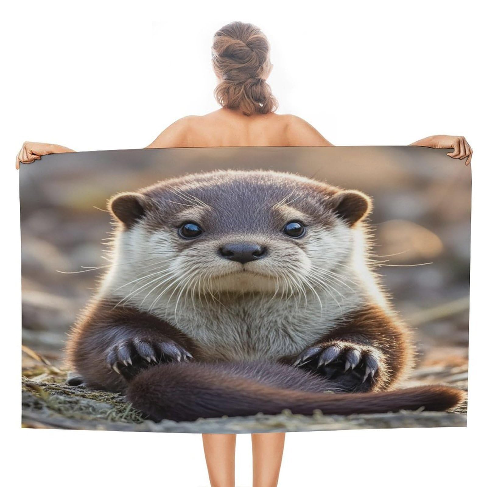 VstaDank Cute Otter Bath Towel Stylish Double-Faced Pile Travel Towel Soft Absorbent Beach Towel for Pool Swim Sports Camping Adults Gift 51X31 Inch