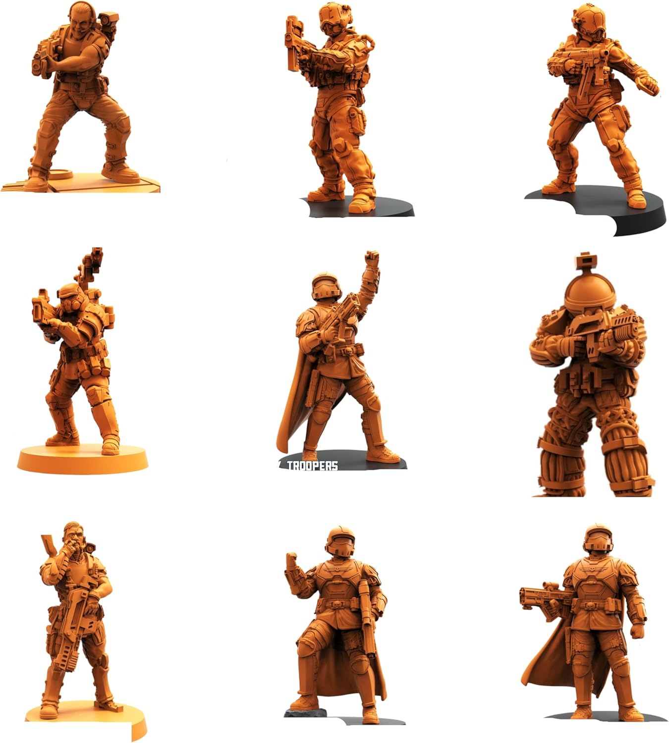 Ultimate 40-Pack Sci-Fi Human Troopers – Unpainted Resin Miniatures for Dungeon Masters & Painters – Premium 32mm Scale Figures