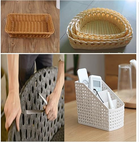 Miniatura 5 de Ratán de plástico plano de 0.276 x 0.047 in y 196 pies, material de repuesto de mimbre sintético redondo para silla de cesta, sofá, mesa, muebles, 28