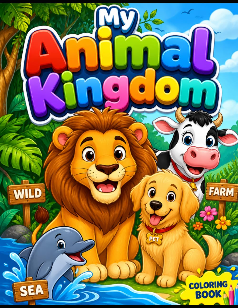 Color & Trace: Animal Friends: A Creative Learning Adventure Featuring Domestic, Wild, and Sea Animals with Alphabet Tracing for Early Learners
