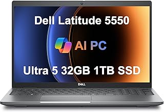 Dell Latitude 5550 5000 Business AI PC Laptop (15.6" FHD Anti-Glare, Intel 12-Core Ultra 5 125U (Beat i7-1355U), 32GB DDR5 RAM, 1TB SSD) Backlit, FHD RGB Webcam, Thunderbolt 4, Ethernet, Win 11 Pro