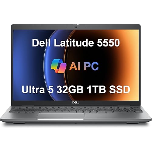 Dell Latitude 5550 5000 Business AI PC Laptop (15.6" FHD Anti-Glare, Intel 12-Core Ultra 5 125U (Beat i7-1355U), 32GB DDR5 RAM, 1TB SSD) Backlit, FHD RGB Webcam, Thunderbolt 4, Ethernet, Win 11 Pro