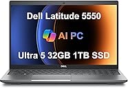 Dell Latitude 5550 5000 Business AI PC Laptop (15.6" FHD Anti-Glare, Intel 12-Core Ultra 5 125U (Beat i7-1355U), 32GB DDR5 RAM, 1TB SSD) Backlit, FHD RGB Webcam, Thunderbolt 4, Ethernet, Win 11 Pro
