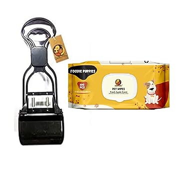 Foodie Puppies Poop Cleaner Combo Potty Scooper & Wet Pet Wipes for Dogs & Puppies (Scooper Small - Wipes)