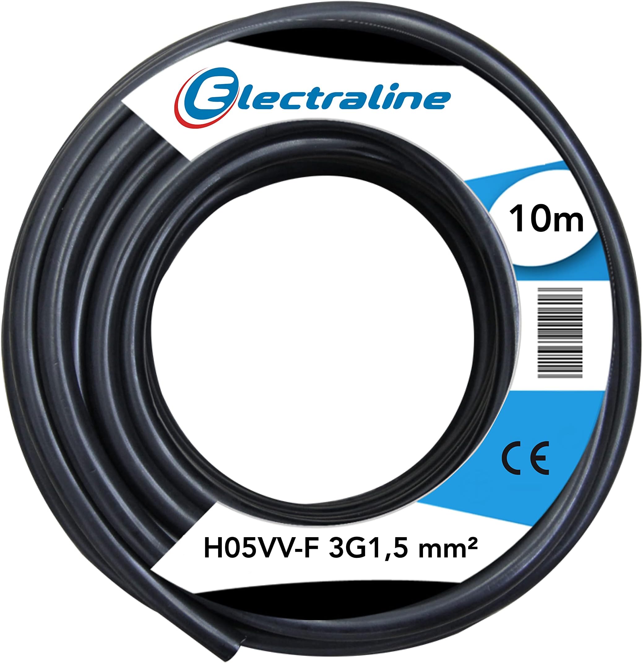 Electraline 49077 Enrouleur de câble H05VV-F 3G1,5 5 m - IP20 - Pour l