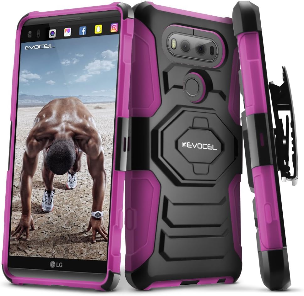 Evocel New Generation Series Phone Case Compatible with V20 (2016 Release) with Belt Clip Holster and Kickstand, Pink