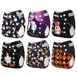 ALVABABY Baby Cloth Diaper 6 Pack with 12 Inserts One Size Cloth Diaper Covers Adjustable Washable Reusable for Baby Girls and Boys