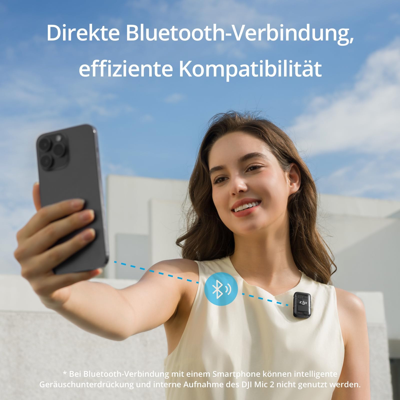 DJI Mic 2-Sender (Schattenschwarz), kabelloses Mikrofon mit intelligenter Rauschunterdrückung, 14 Stunden interne Aufnahme, 6 Stunden Akkulaufzeit, magnetische Befestigung, Bluetooth-Mikrofon