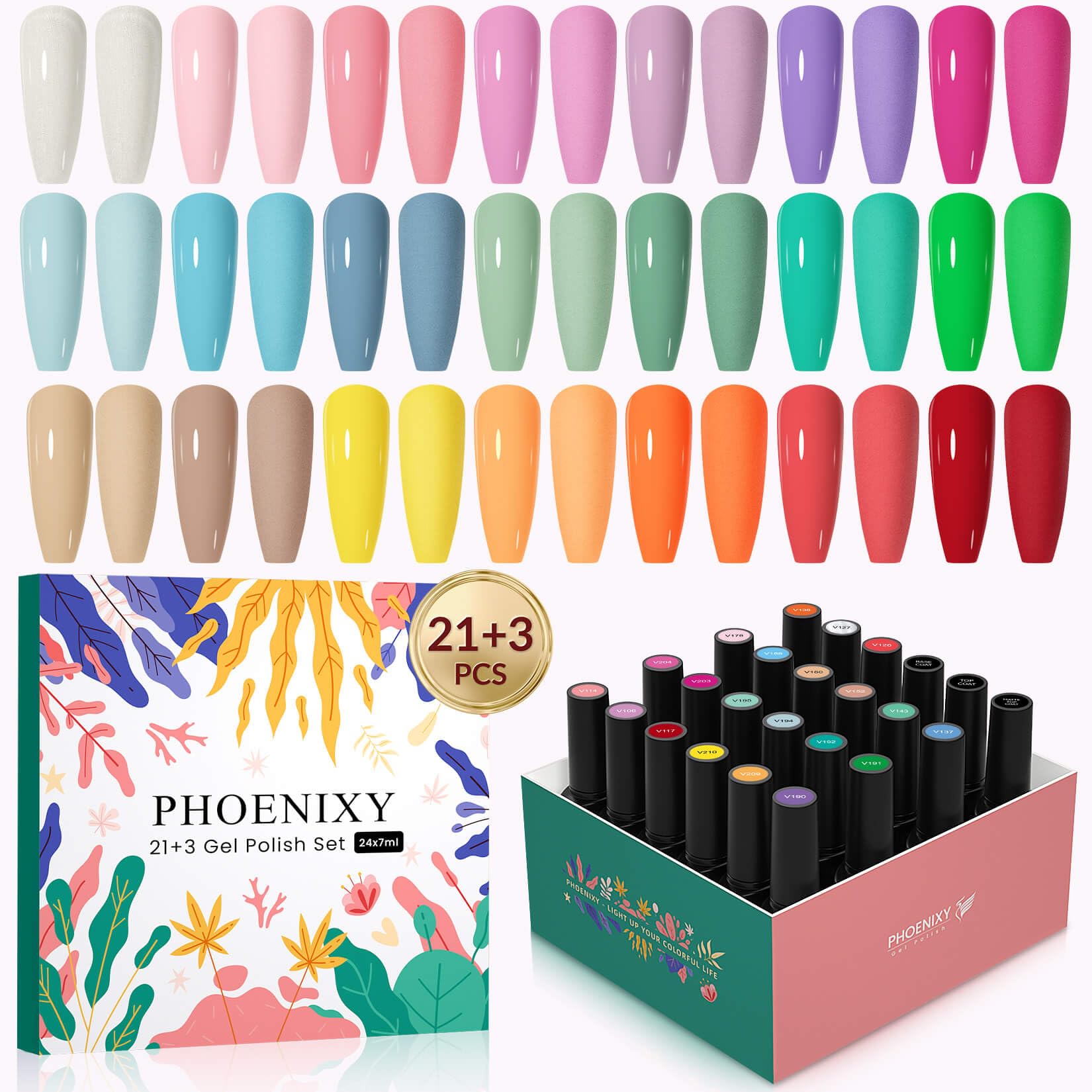 Vernis-Vernisページ Phoenixy Gel Nail Polish, 21 Colours Nail Polish Starter Kit Soak