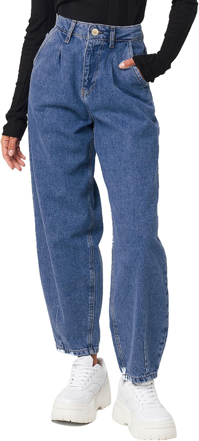 Vetinee Mom Jeans High Waisted Stretch Tapered Baggy Jeans for Women Vetinee Mom Jeans High Waisted Stretch Tapered Baggy Jeans for Women