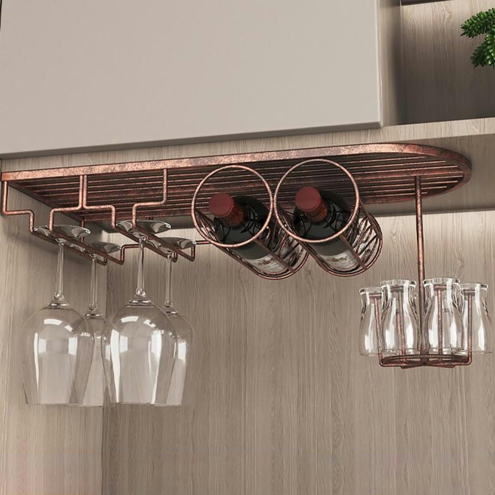 Porte-bouteilles en métal suspendu pour verres de bar et cuisine