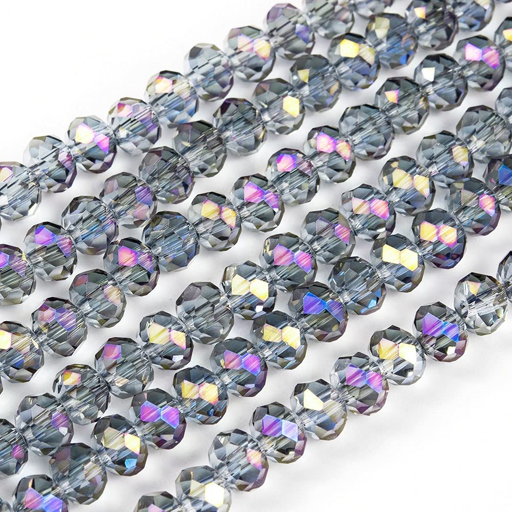 60 Pcs 10mm Crystal Glass Beads - Faceted Rainbow Rondelle Spacer Beads For DIY Jewelry Making