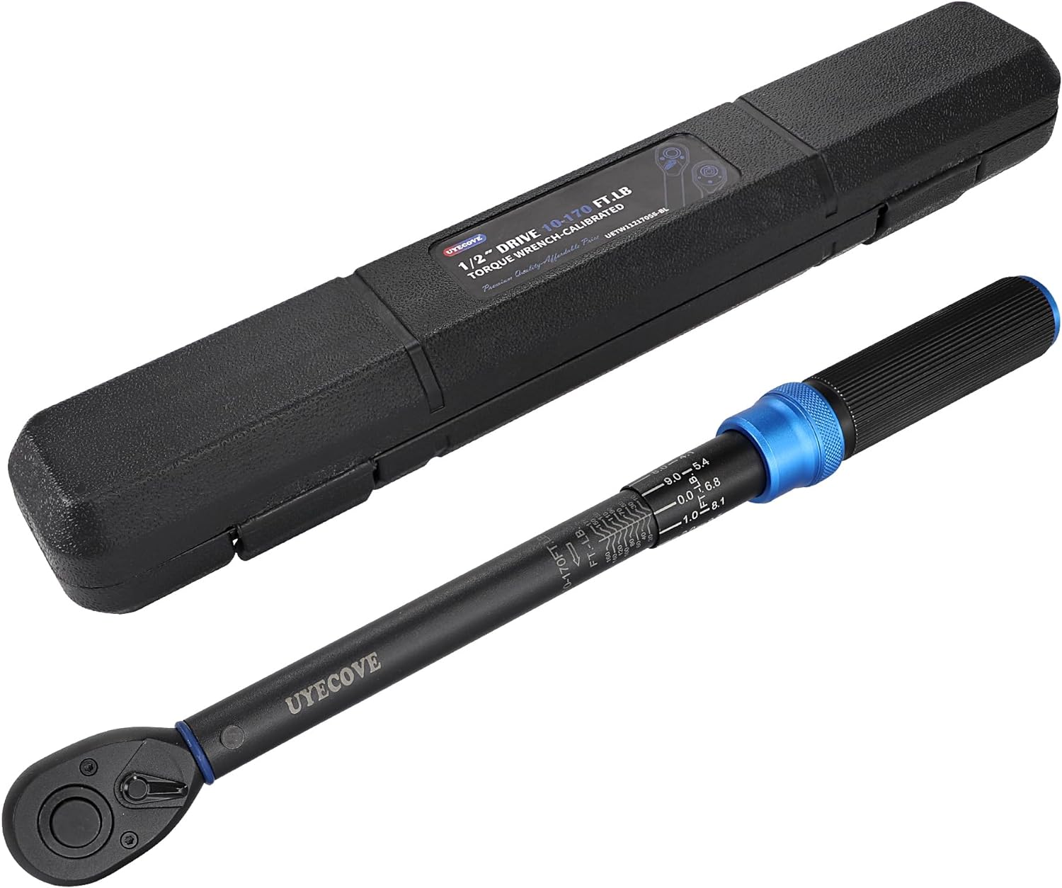 1/2-Inch Drive Click Torque Wrench, Dual-Direction Click Professional Torque Wrench 10-170FT.LB/13.6-230.5N.M, Dual Range Scales Graduated in FT.LB and N.M, Blue 1/2-Inch 10-170FT.LB(Blue)