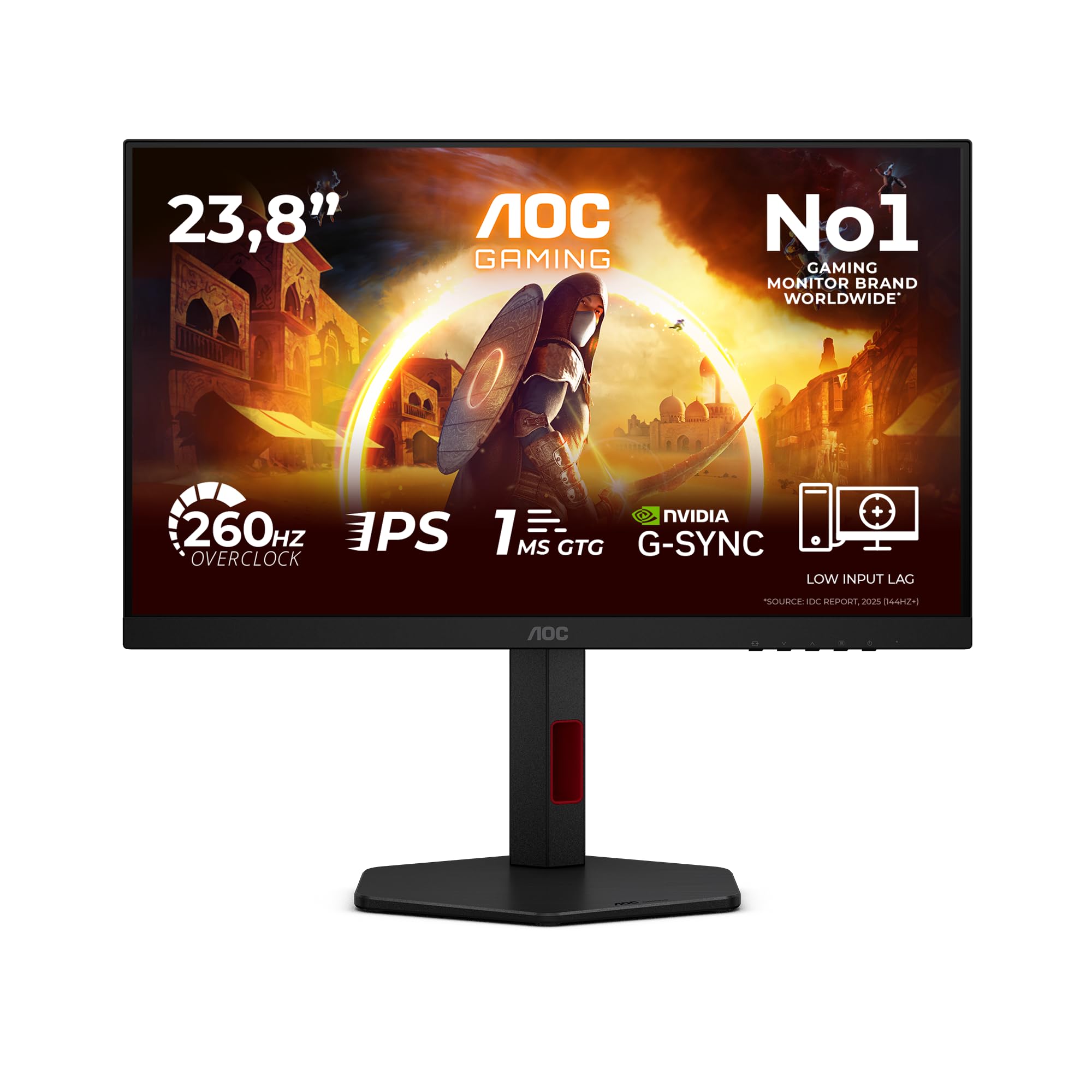 AOC Gaming Monitor 24G4ZR 23.8" FHD 260Hz Fast IPS 0.3ms MPRT HDR10 Adaptive Sync G-Sync Compatible