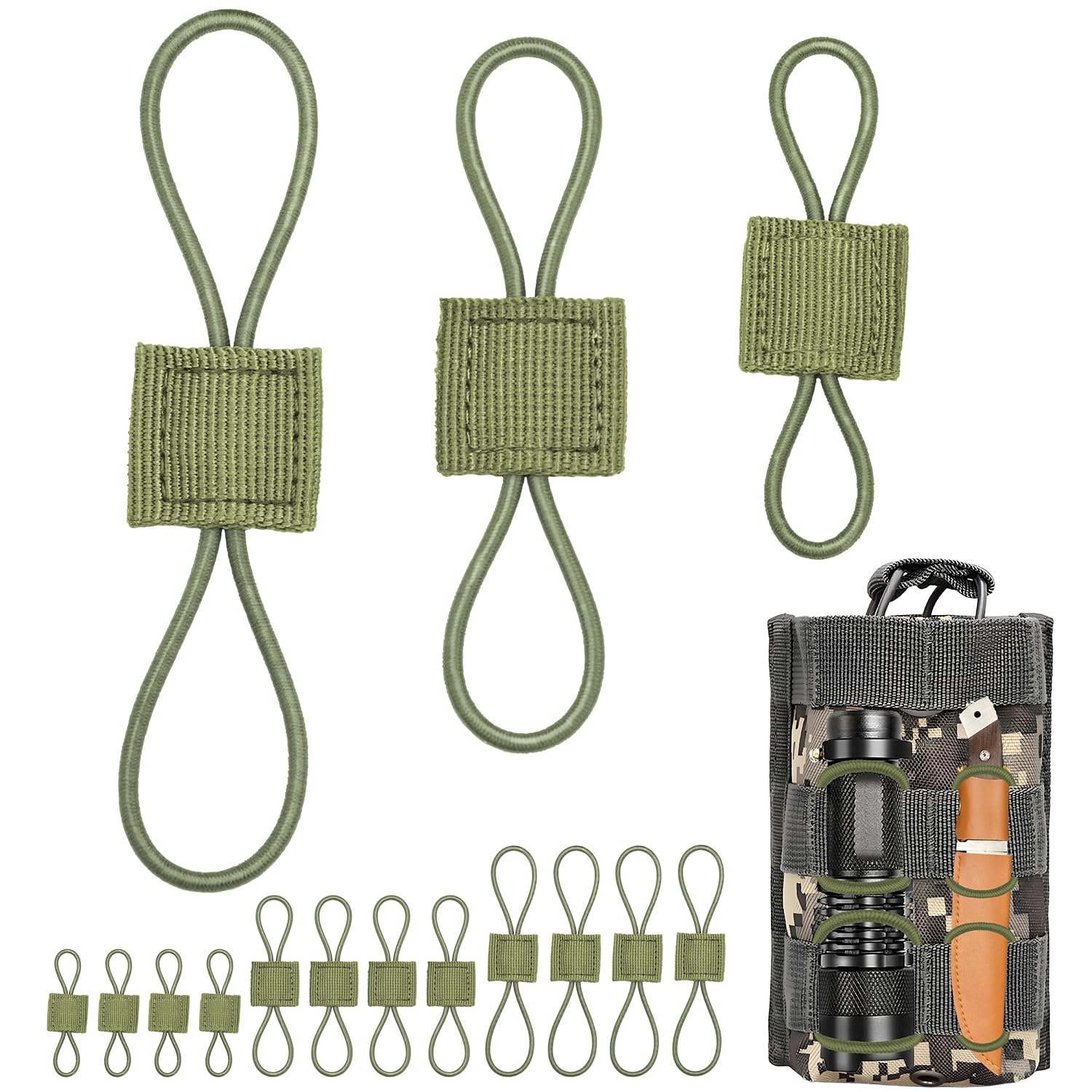 15PCS Molle Attachment,3 Sizes Molle Webbing Binding Ribbons, Molle Elastic Attachments for Backpack and Outdoor Bag (Army Green)-image-33