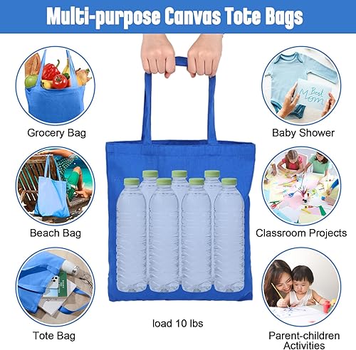 Miniatura 4 de Roowest 60 bolsas de lona de algodón reutilizables a granel, regalos de agradecimiento a los empleados, bolsas de tela para compras de comestibles