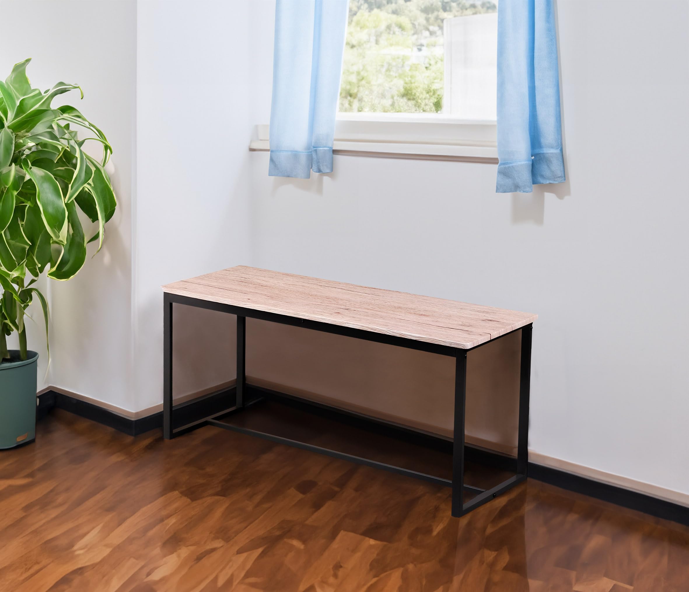Banc Spetebo industriel - banc manger avec structure metal et placage bois moderne. Banc de cuisine pour assises additionnelles et maquillage. Dimensions: 120 x 35 cm.