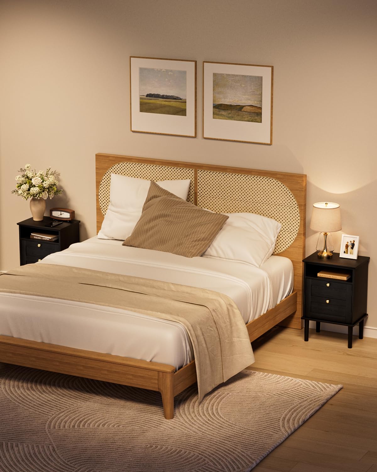 HEYZOEY Nachtkastje met 3 lades, nachtkast, ladekast, bijzettafel voor slaapkamer en woonkamer (Roze, 45D x 33B x 61H cm