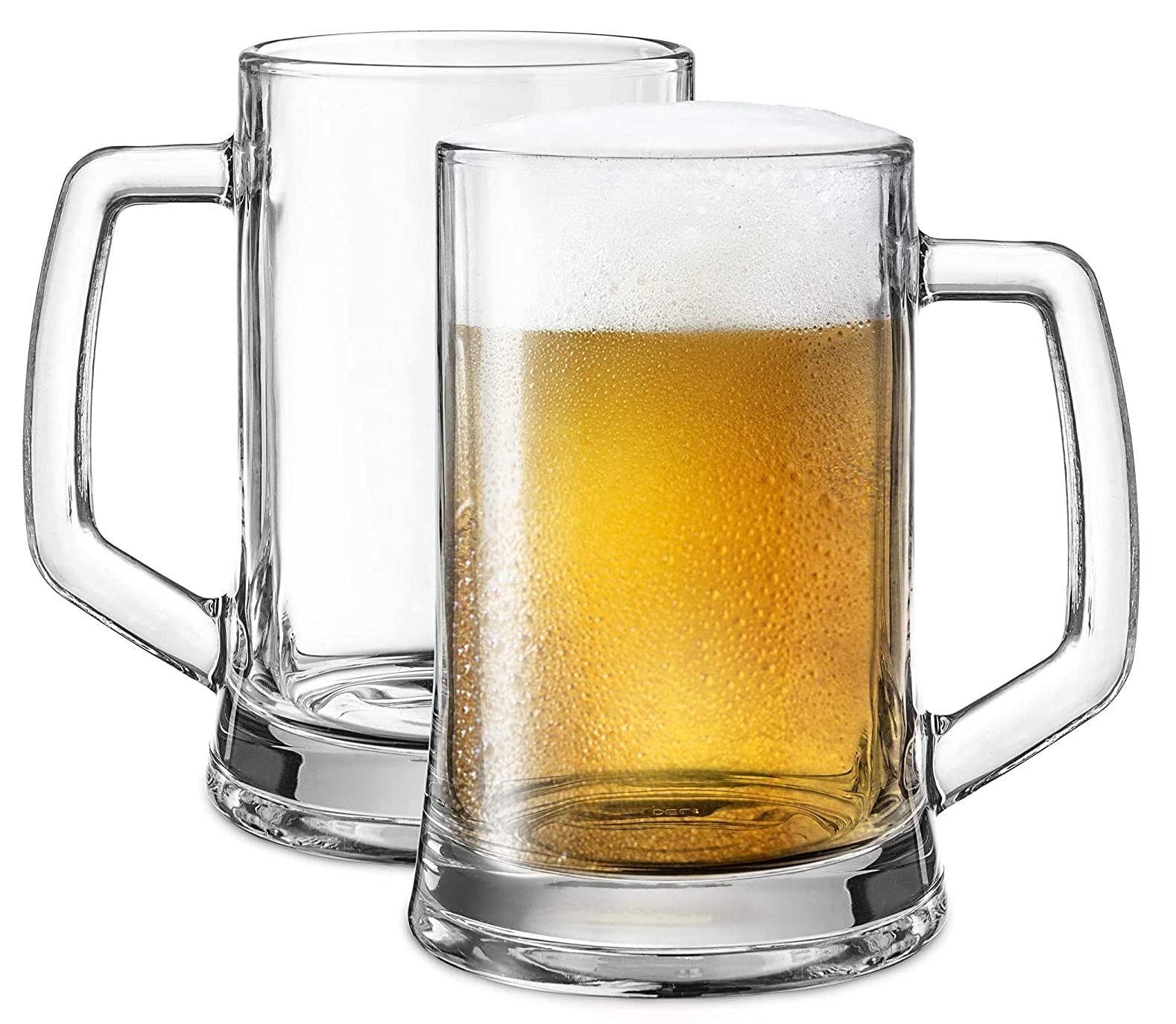 VILON Italian Premium Glass Beer Mugs with Handle | Crystal Clear Glass Beer Mug | 400ml (8, Beer Mug 400ML) 2
