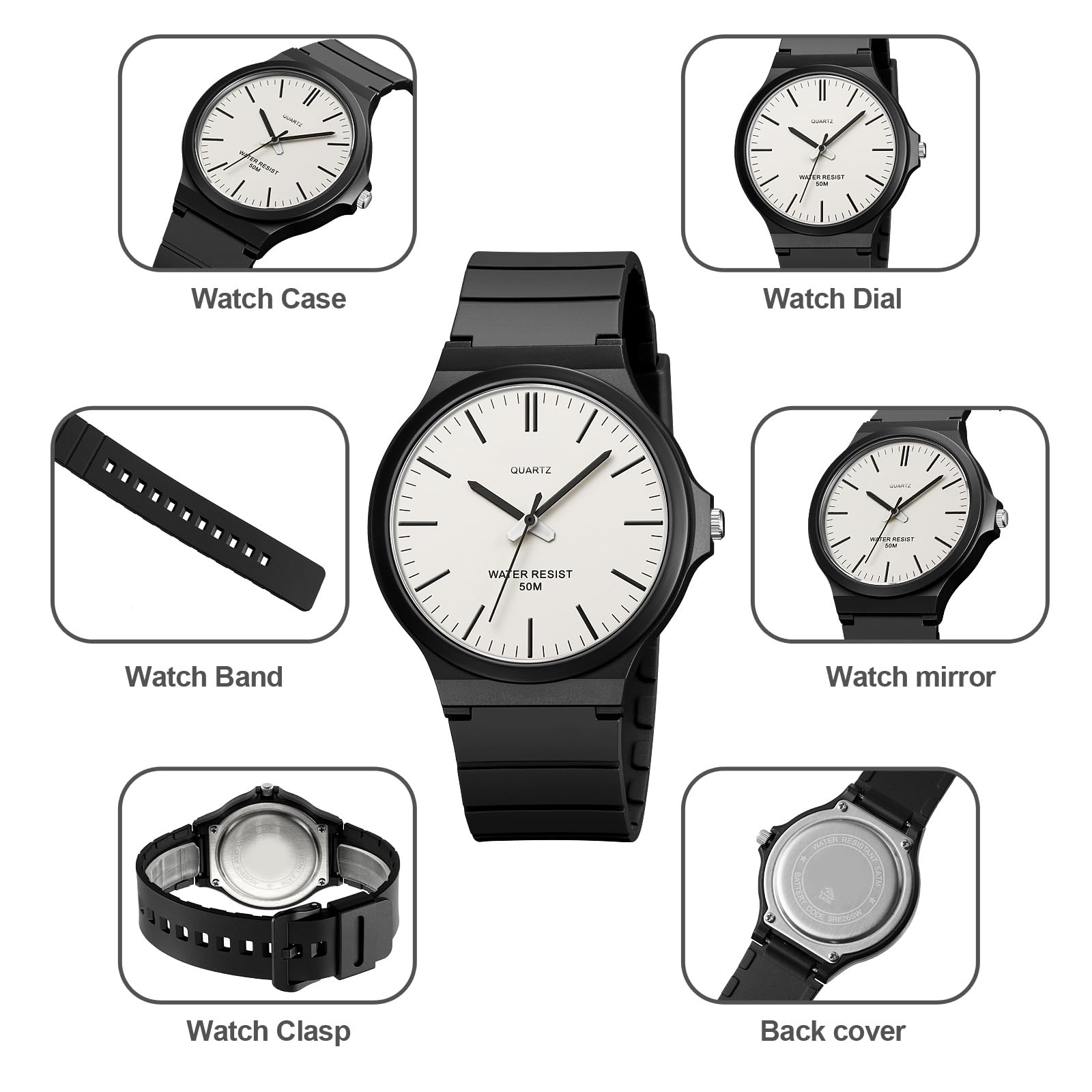 Reloj de pulsera unisex analógico de cuarzo para hombre, minimalista, resistente al agua, 5 ATM, relojes clásicos simples, para hombre, mujer, adolescente, deportivo