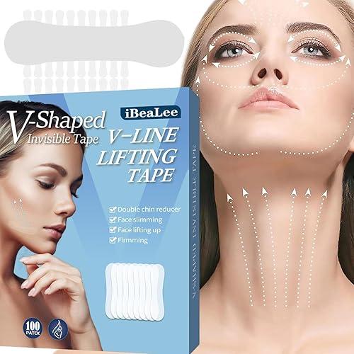 Miniatura 7 de Cinta elástica facial  Paquete de 100 bandas faciales antiarrugas, transpirables, ultrafinas, invisibles, de alta elasticidad, adhesivo instantáneo