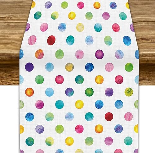 Miniatura 20 de Camino de mesa ondulado de los años 70, retro, hippie abstracto, vintage, verde, rosa, con estampado de ondas para el hogar, cocina, comedor, patio,