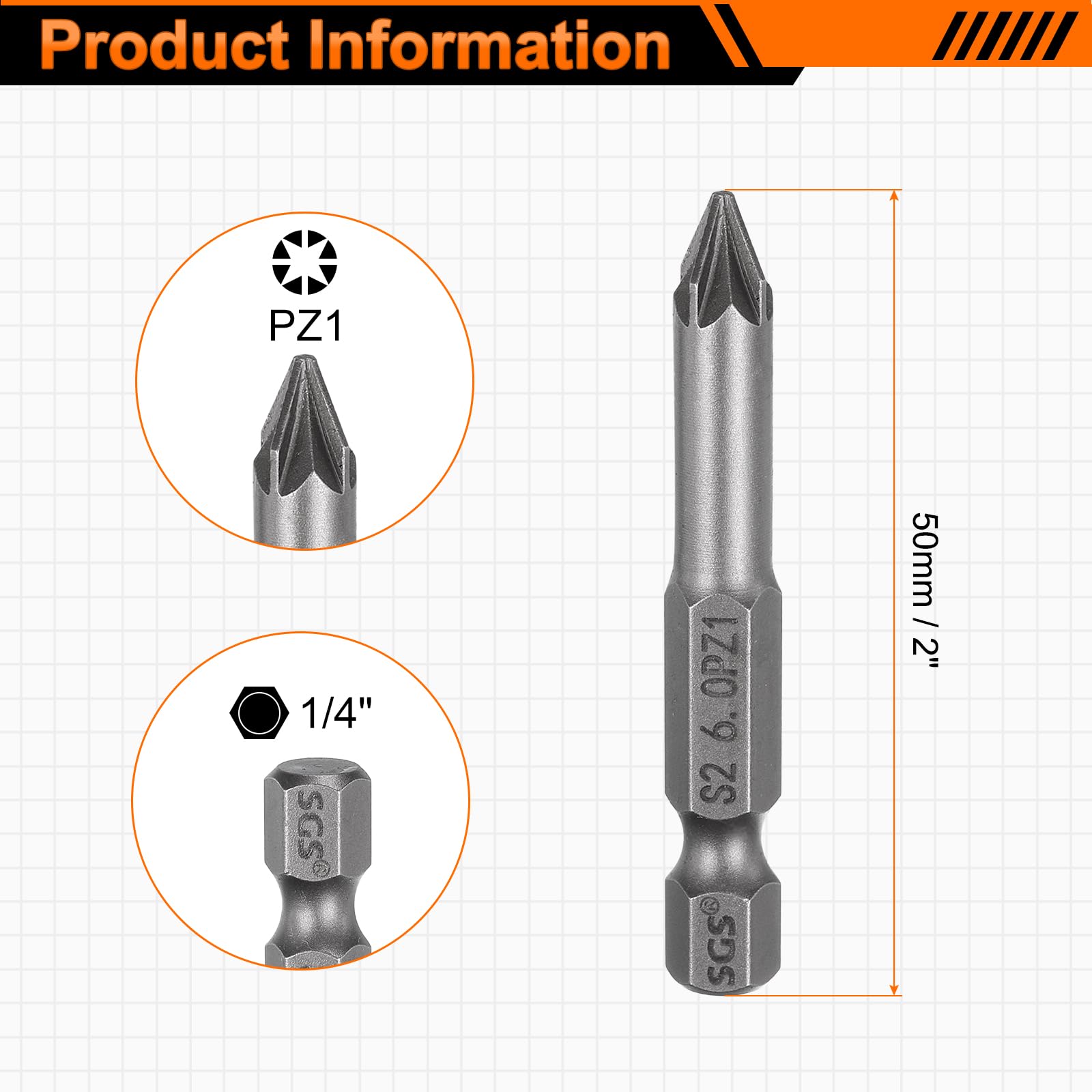 HARFINGTON 2pcs PZ1 Screwdriver Bit 1/4