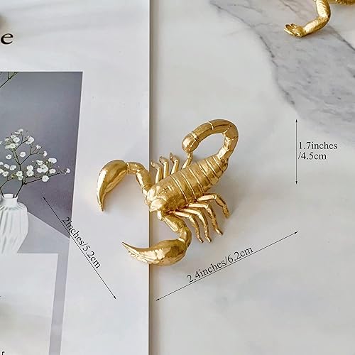 Miniatura 2 de Mini figura de escorpión dorada, adorno de animal de metal sólido, mini escultura de escorpión para decoración de escritorio en casa, oficina, jardín