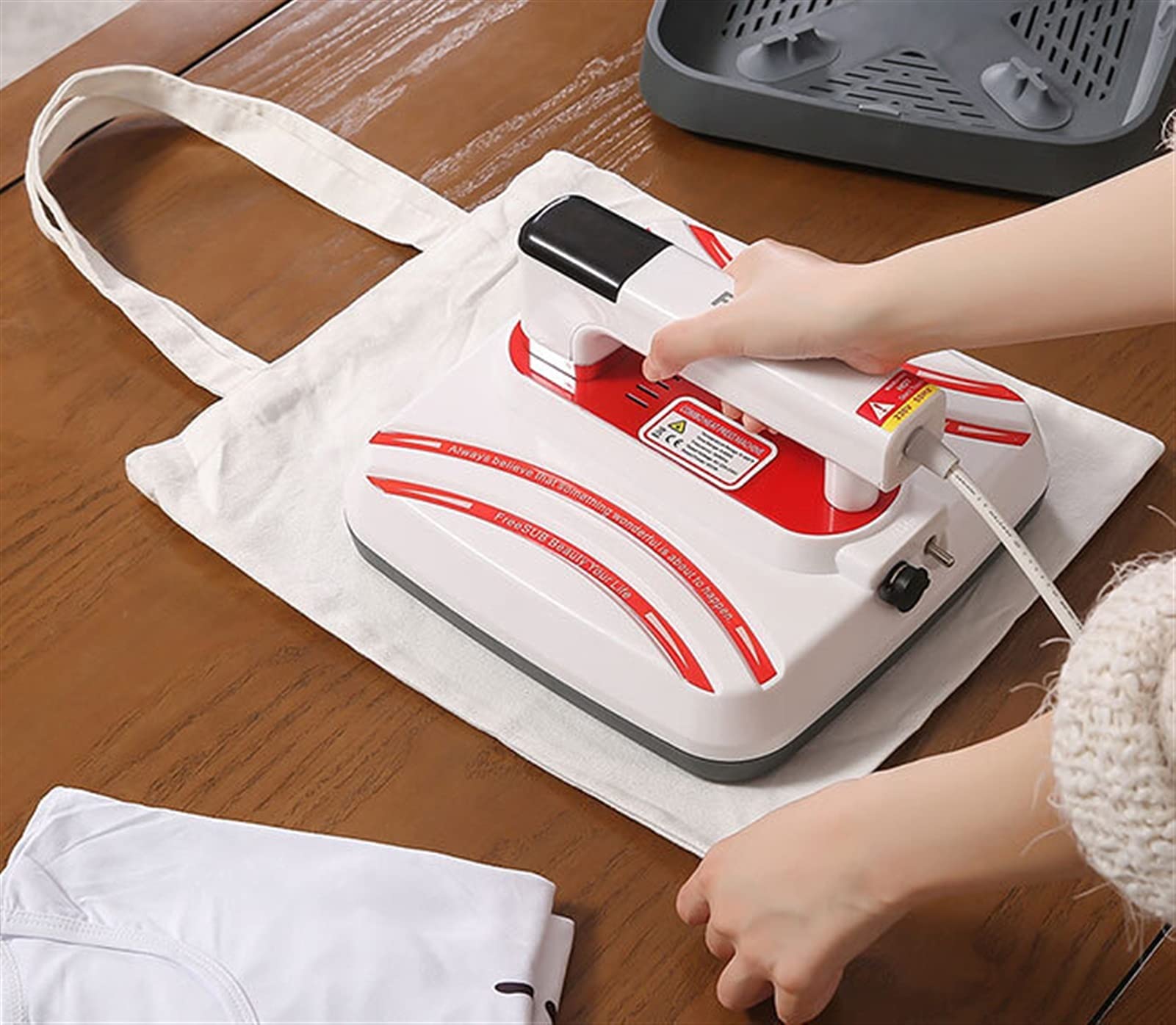 Plancha portátil DIY T -Shirt Máquina de impresión transferencia prensa calor con taza y calentador tapa 12 x 10in 5 en 1