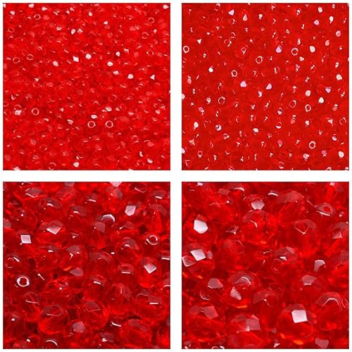 Juego de cuentas de cristal checo pulido al fuego en color rubí para hacer joyas y manualidades - diferentes tamaños 0.118 in, 0.157 in, 0.236 in,