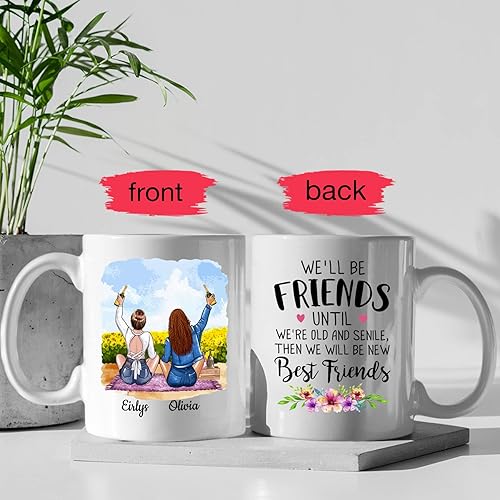 Vista 69 de Taza de café blanca de 2 mejores amigos, 11 onzas, 15 onzas, taza de amistad personalizada para mujeres, mejor amiga, mejor amiga, hermana, hermana