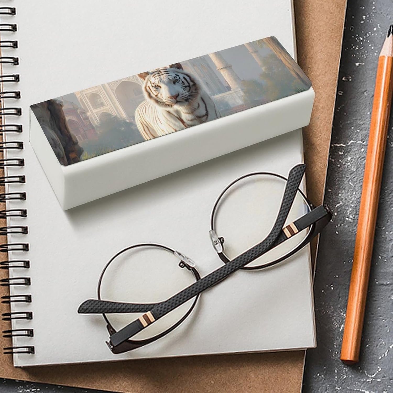 Tiger And Taj Mahal Eyeglasses Case with Cleaning Cloth image 4