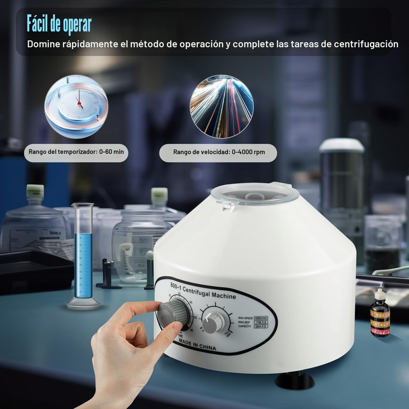 Hansemay Centrífuga de laboratorio eléctrica médica 6x20ml 800-14000U/m