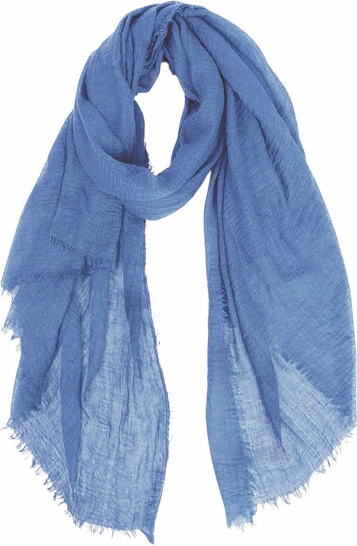 Cotton Blend Crinkle Vintage Soft Scarf with Fringed Edges,linen scarf,shawl,travel